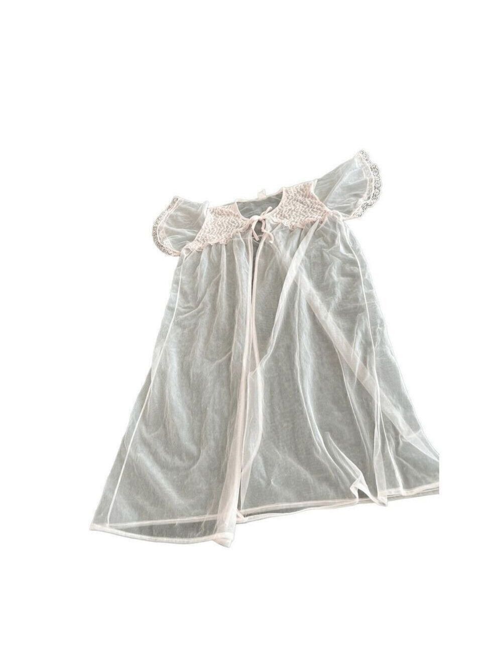 VTG 70s nightie pastel pink Peignoir size XL - Picture 8 of 10